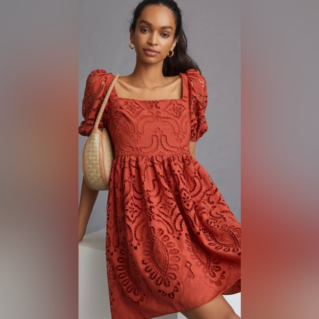 Shoshanna June Eyelet Puff Sleeve Mini Size 4 Nwt